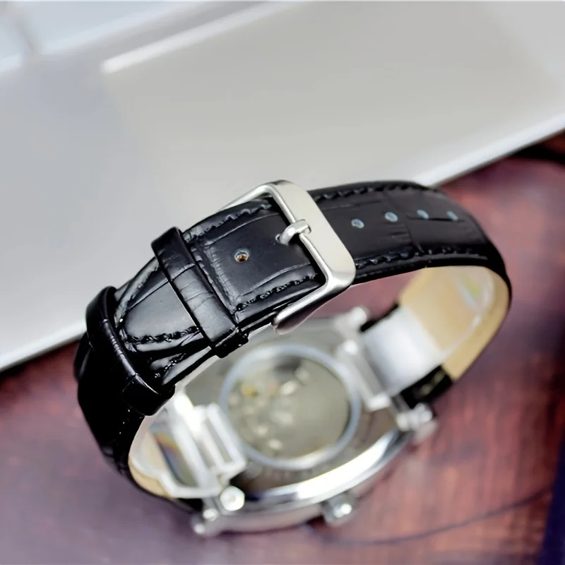 Barrel-Shaped High-End Mechanical Watch, Cut Out Fashionable Business Men's Watch, High-End, Handsome, Fashionable and Versatile Casual Men's Watch, a Best Birthday Gift for Him, No Batteries Required