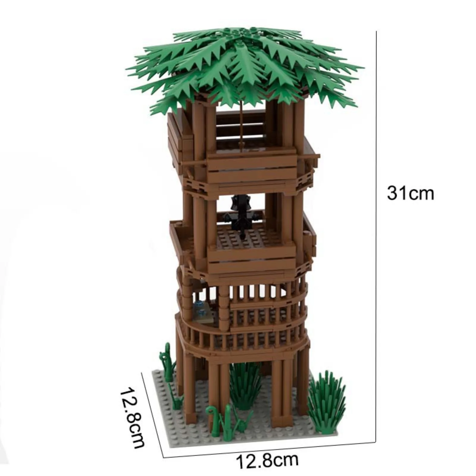 Kompatible Mini-Bausteine, antikes Holzturm-Modell, pädagogisches Spielzeug für Kinder