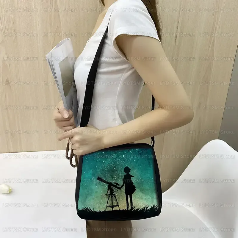 Galaxy Star Print Women Handbags Starry Night Female Clutch Bags Girls Leisure Shoulder Bags for Travel Phone Holder Tote Bag