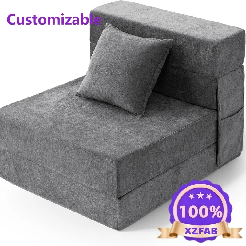 Factory Direct Lazy Sofa Tatami Recumbable Sleeping Single Chair Bedroom Balcony Cream Wind Removable and Washable Folding Chair