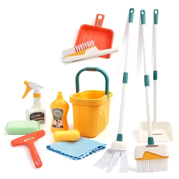 Girls Pretend Plays Tools Kid Housekeeping Cleaning Tool Household Chores Dustpan Broom Toy Set Cleaning Role Play Game P31B