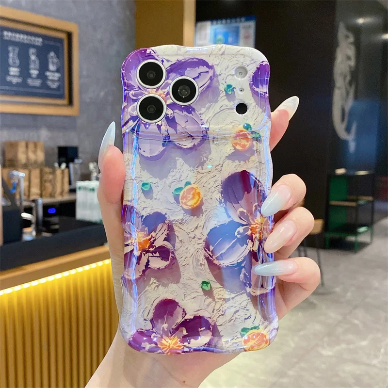 3D Flower Clear Phone Case For iPhone 15 16 17 Promax Floral Transparent Shockproof Cover Glossy Daisy Strawberry Back Cover New