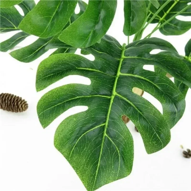 Artificial Green Turtle Leaf Scattered Tail Leaf Fake Silk Plant for Wedding Birthday Party Home Decor Palm Leaves