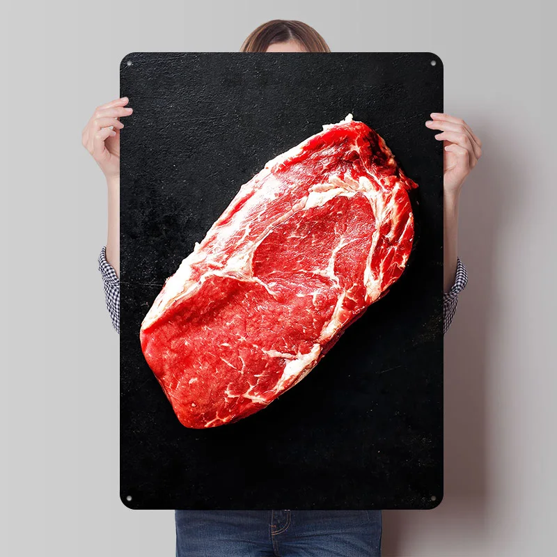 

Винтажная металлическая табличка с изображением свежего мяса, на заказ, ретро-постер для декора интерьера, аксессуар для гостиной, украшение для дома