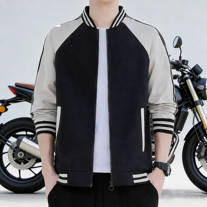 

Bomber Jacket Men Motorcycle Autumn Spring Men's Stand Collar Casual Zipper Jacket Outdoor Coat Windbreaker Jacket for Male 4XL