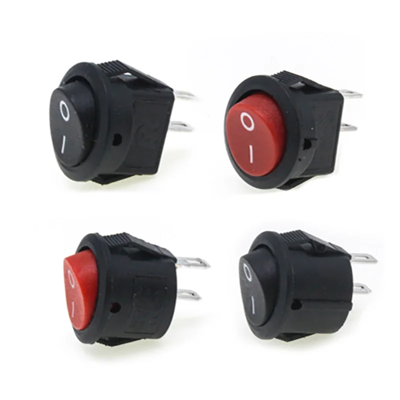 50/100pcs  16mm Diameter Small Round 2pin rocker switch snap SPST ON OFF mini round rocker switch position copper foot black red