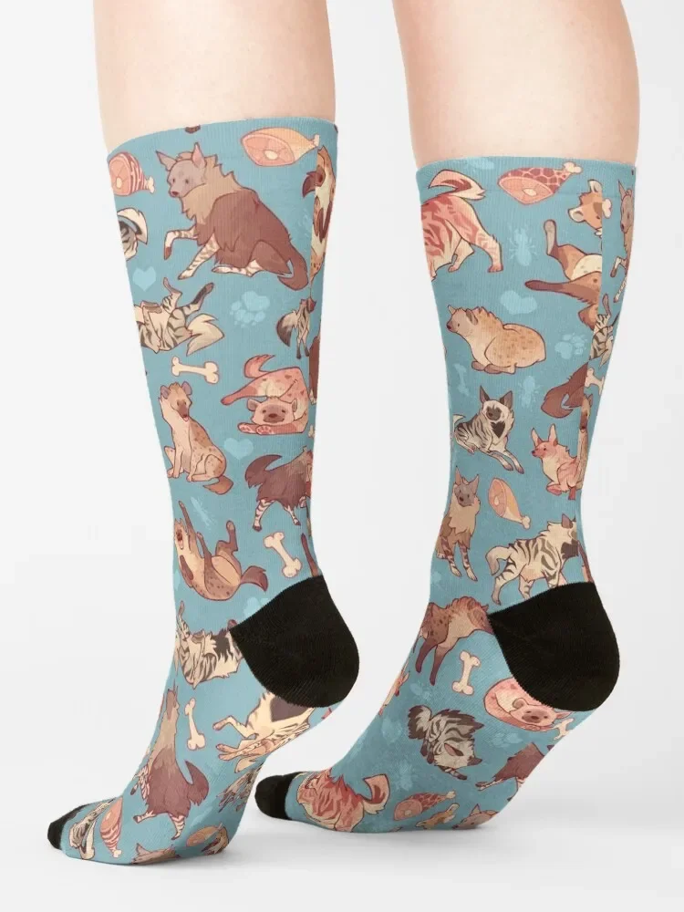 Hyänen in Cerulean Socken Cartoon lustige Geschenk Mode Herren Socken Frauen