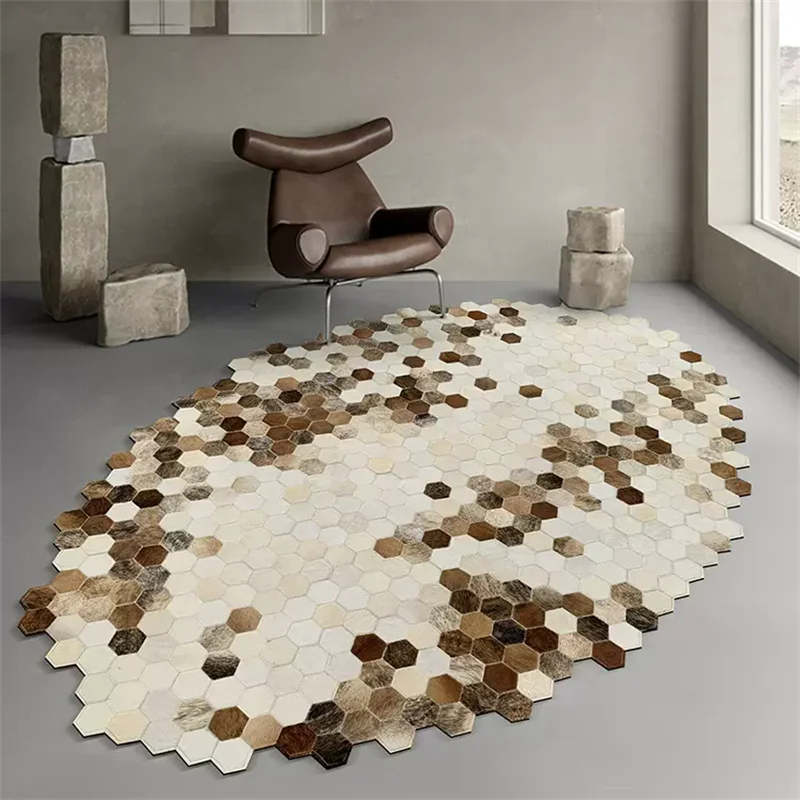 

Genuine Cow Fur Oval Carpet For Bedroom Customize Rugs Living Room Home Decor Floor Mats Modern Sofa Coffee Table Large Area Rug