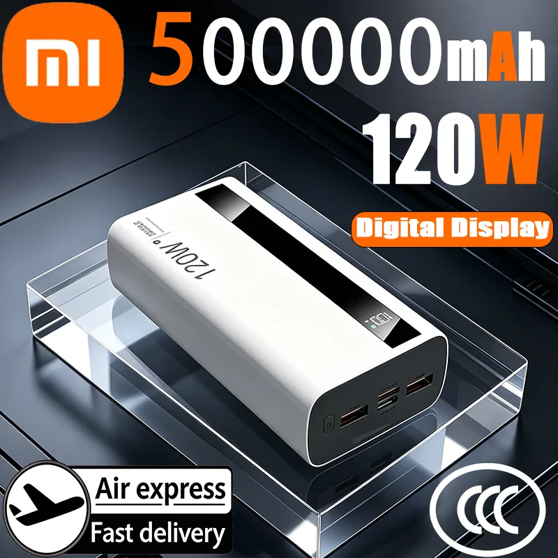

Портативный внешний аккумулятор Xiaomi 500000 мАч 120 Вт с большой емкостью и сверхбыстрой зарядкой для iPhone и Samsung