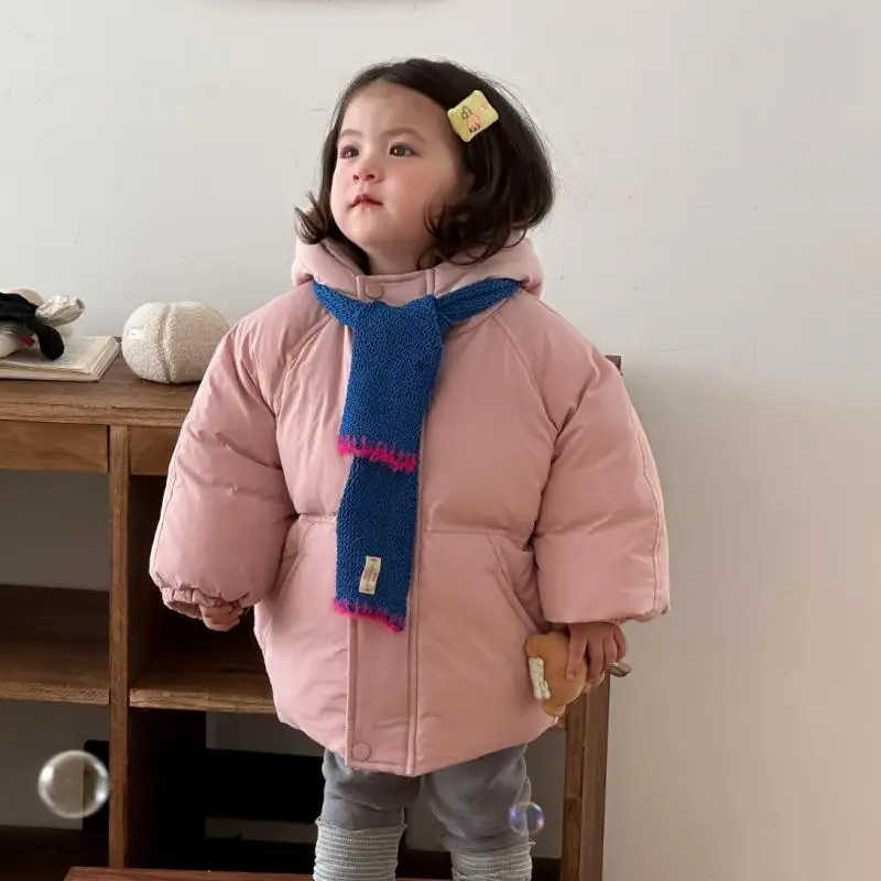 

2025 Winter New Baby Cotton Padded Jacket Infant Girls Warm Hooded Coat Plus Velvet Thick Infant Casual Cardigan Toddler Clothes