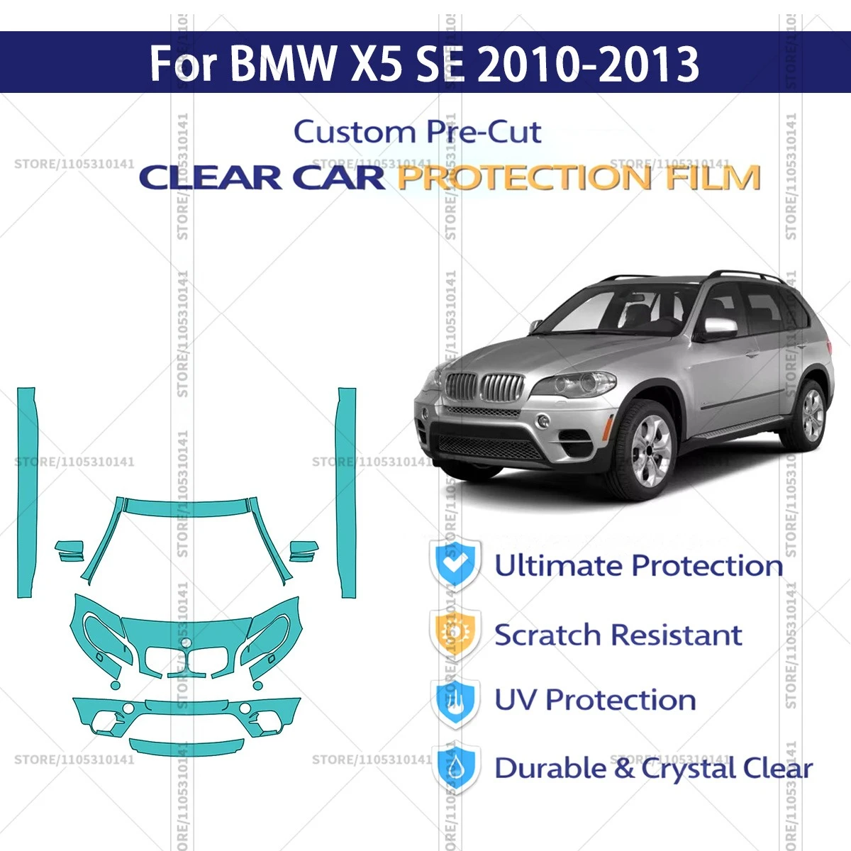 

For BMW X5 SE 2010-2013 Pre-Cut Paint Protection Film PPF Transparent Car Film Automotive PPF Front Kit - Rockers Professional