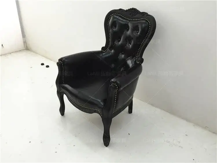 Charcoal chair designer casual creative feature solid wood armrest living room chair