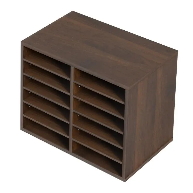 

Wood Literature Sorter 20.4x12x16.1 Inches For Office Home Classroom, 12 Compartments Adjustable Shelves EPA Certified Brown Literature Organizers Mailbox Storage Cabinet Office Supply Mailroom Organization Unit