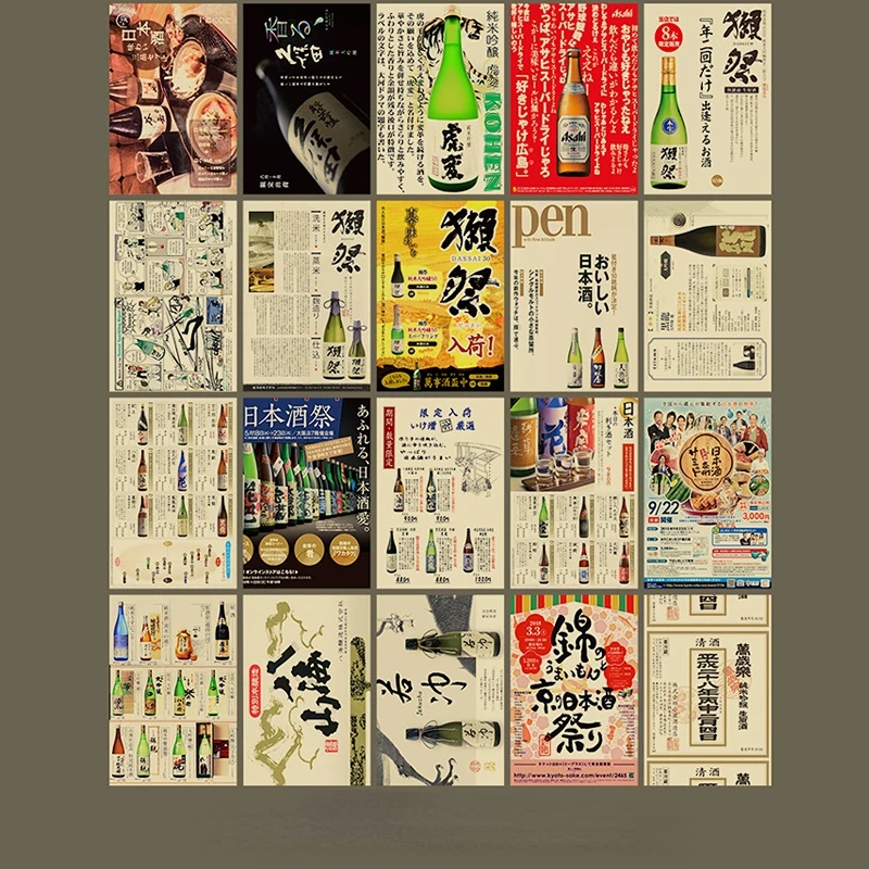 Japanese Style Kraft Paper Wallpaper for Wal Stickers Retro Sushi Ramen Restaurant Decoration Advertisement