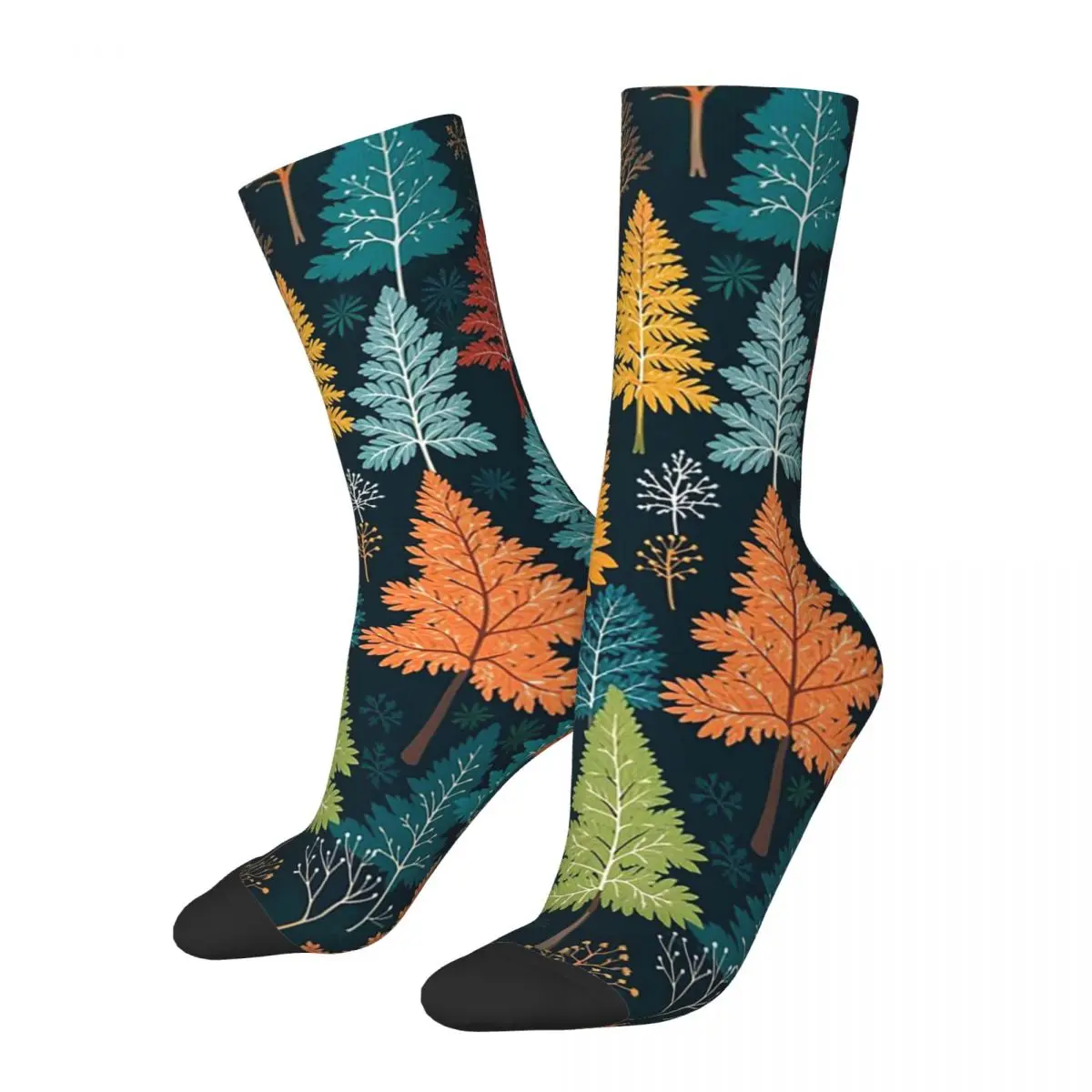 Colorful Autumn Forest Pattern Illustration Socks Harajuku Super Soft Stockings All Season Long Socks Accessories for Unisex