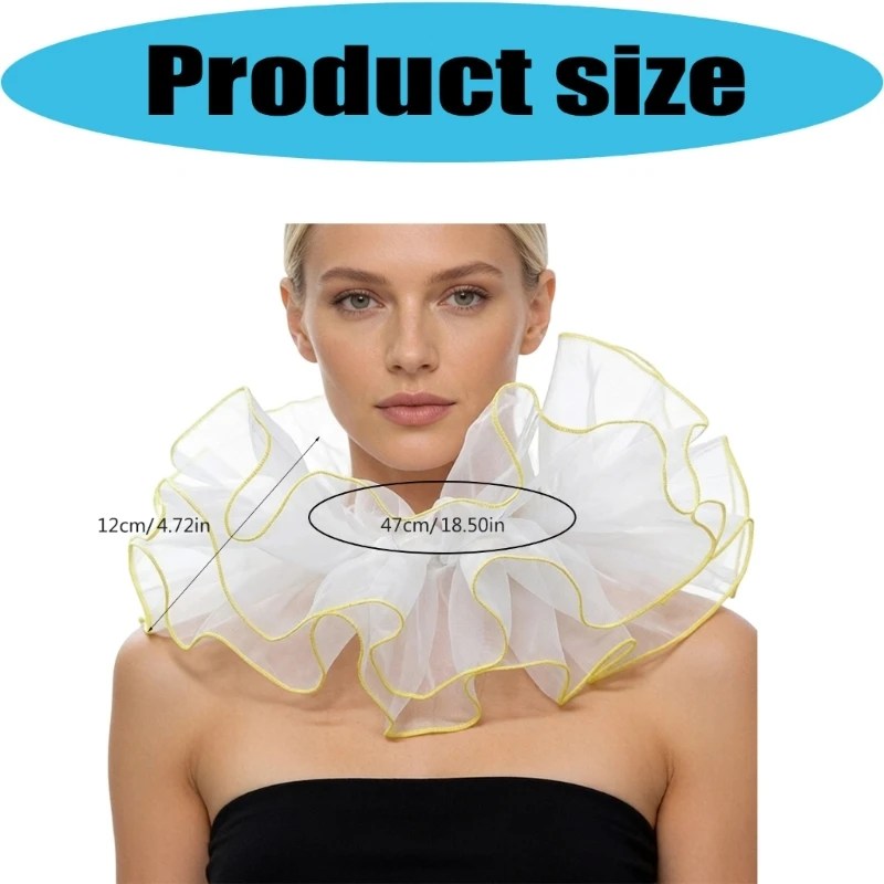  Detachable ruffle false collar in sheer mesh costume collar for photo styling