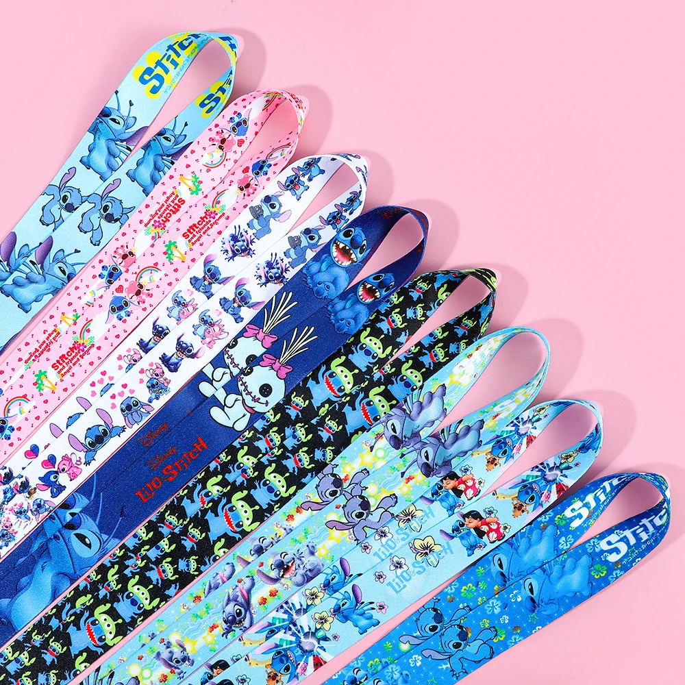 5/6/8 Buah Set Tali Lanyard Anime Disney Stitch Tali Lanyard Ponsel Putri Kawaii Tali Leher Kartun Gantungan Kunci Tali Lanyard Kartu Hadiah Anak