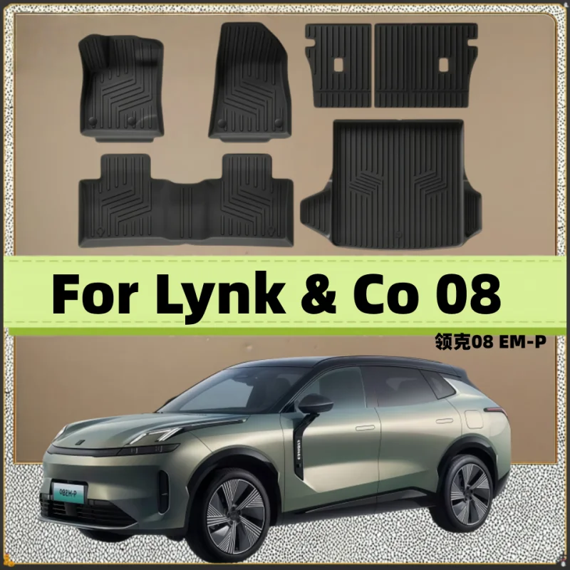 Tappetini per Auto LYNK CO 08 2023-2026, Set Completo di Tappetini per Bagagliaio LYNKCO 08, Impermeabili e Ritagliabili su Misura