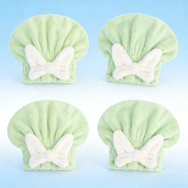 

Cute Bow Hair Towel Wrap for Women Quick Dry Super Absorbent Coral Fleece Bath Shower Cap Long Short Hair Headband