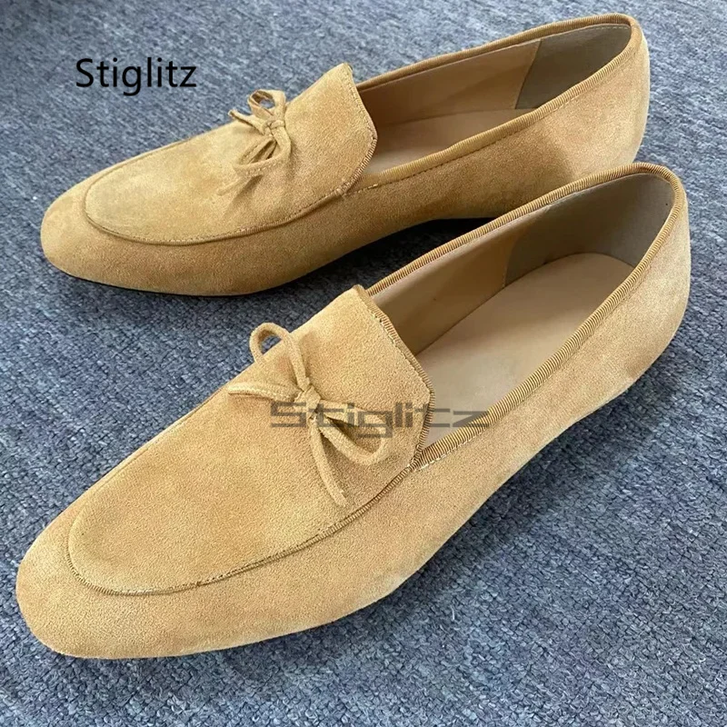 

Men Suede Loafer Shoes Bowtie Summer Breathable Men's Flats Slip On Leather Casual Shoes Mocassins Driving Shoes Male New In