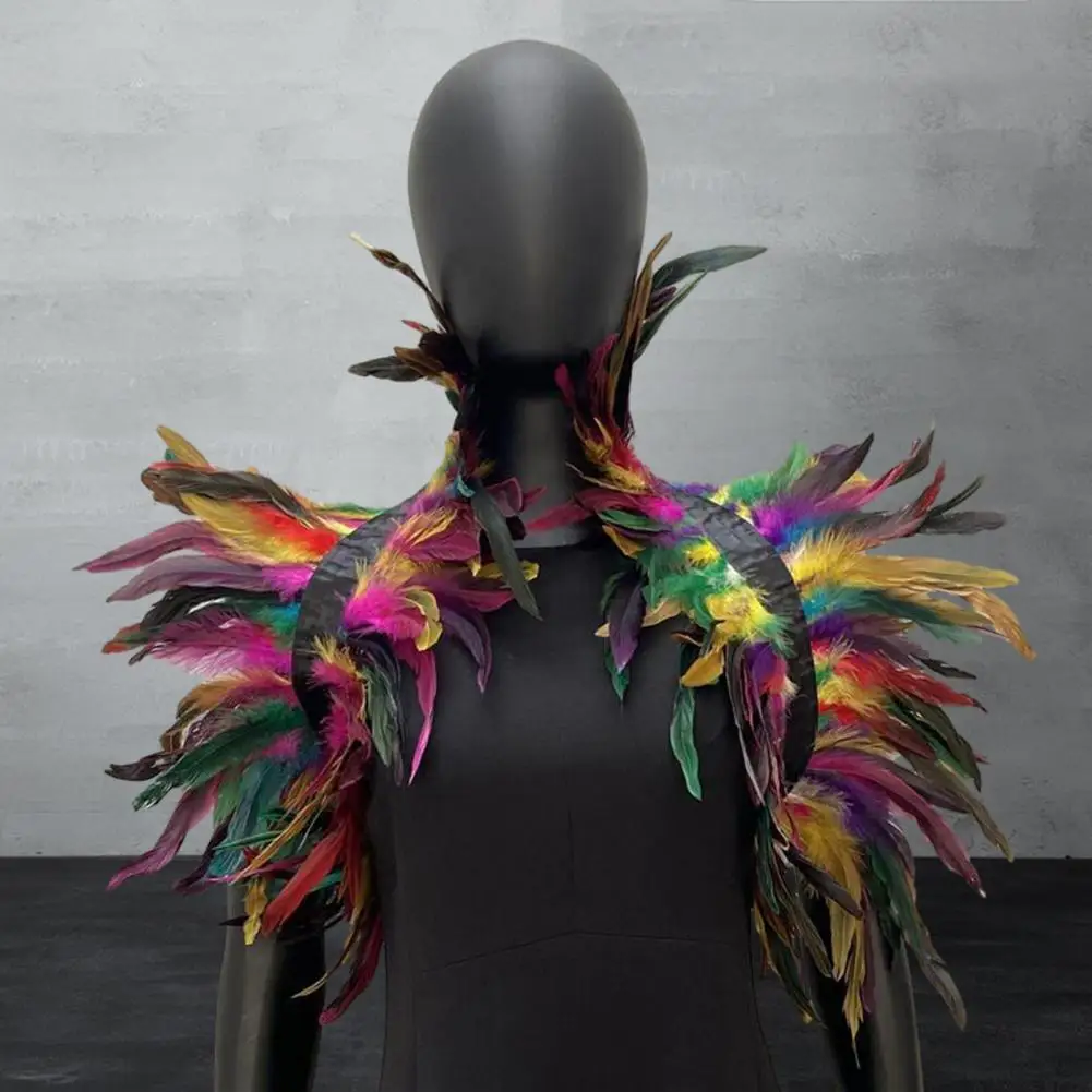 Châle en Plumes Douces pour Performance sur Scène, Cape à Col pour Cosplay, Réglable, Ronde pour Danseuse