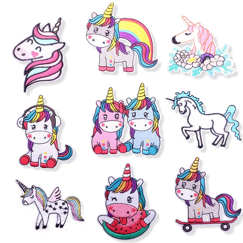 

9Pcs Cartoon cute unicorn Series For Child Clothes DIY Ironing on Embroidered Patches For Sew Jeans Sticker Patch Applique Badge