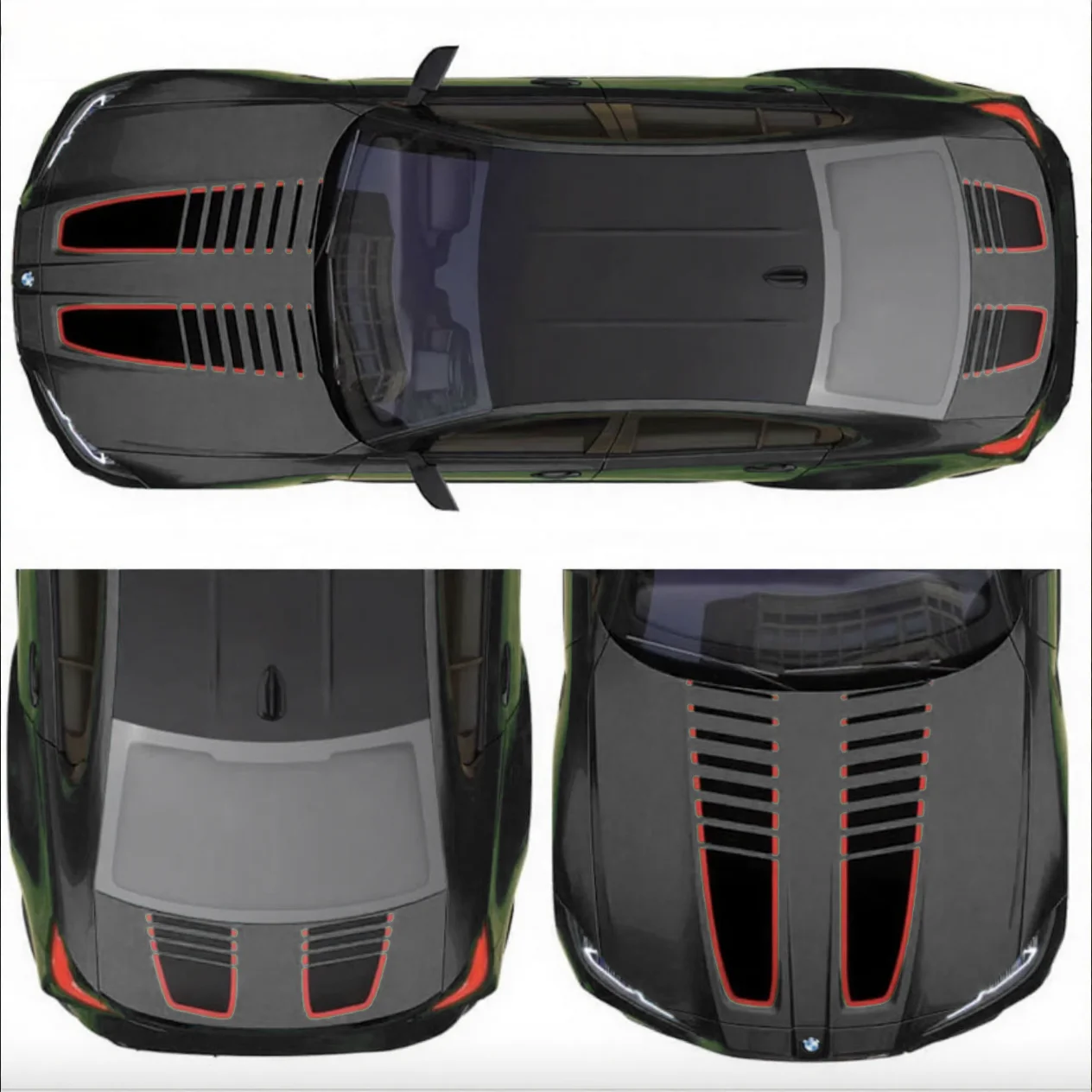 

Sport Racing Front Hood Head Sticker with Rear Stripe Line Vinyl Decal Decor Blackout Wrap Graphics for BMW M4 G82