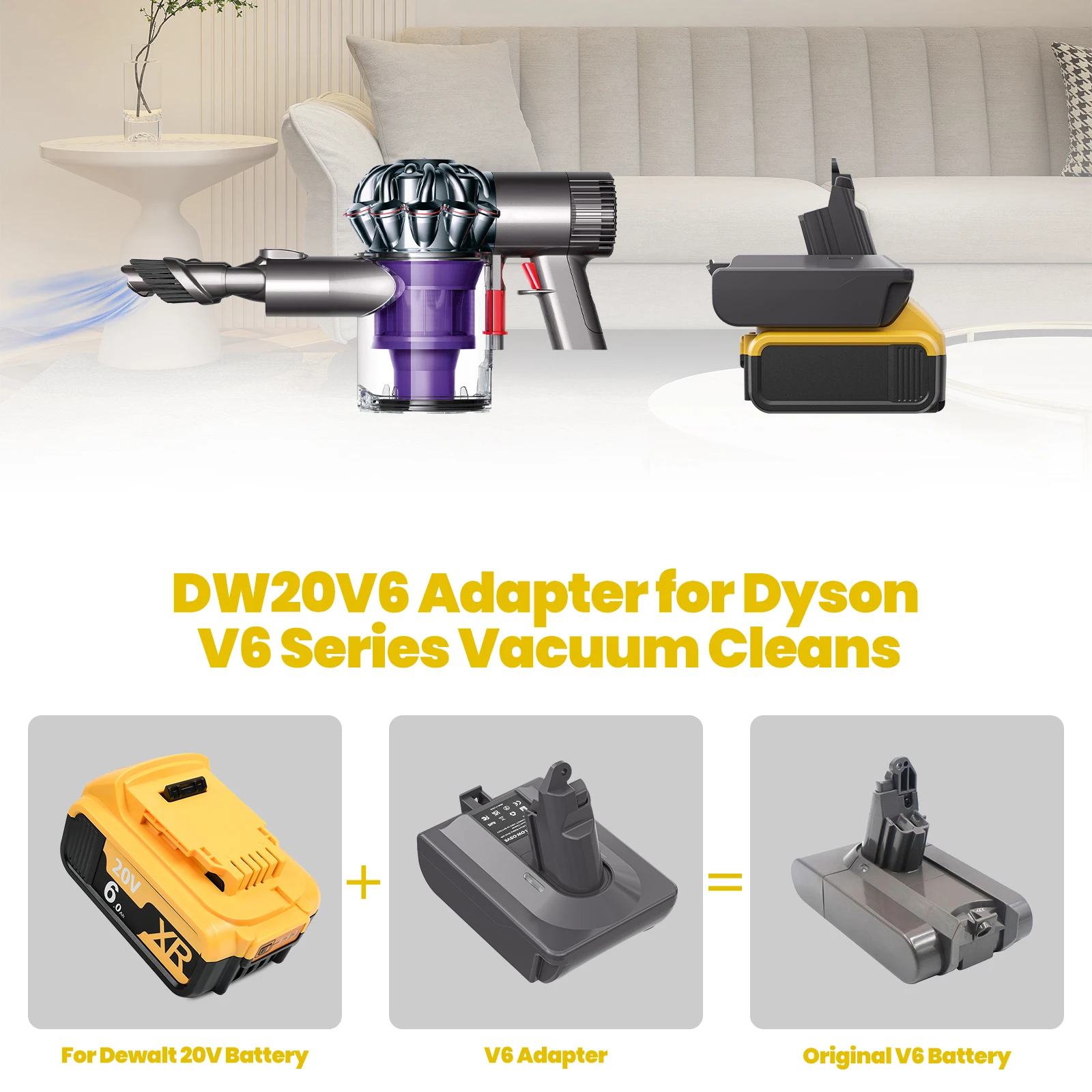 Turpow For Dewalt DCB200 Battery to Dyson V6/V7/V8 Battery Adapter with Dyson V6 V7 V8 Series Lithium Tool Batteries Adapter