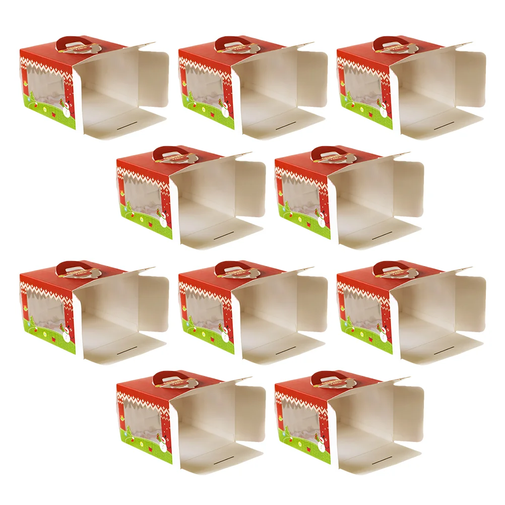 10 Pcs Christmas Cake Box Boxes Individual Carrier Plastic Dessert Backing Case