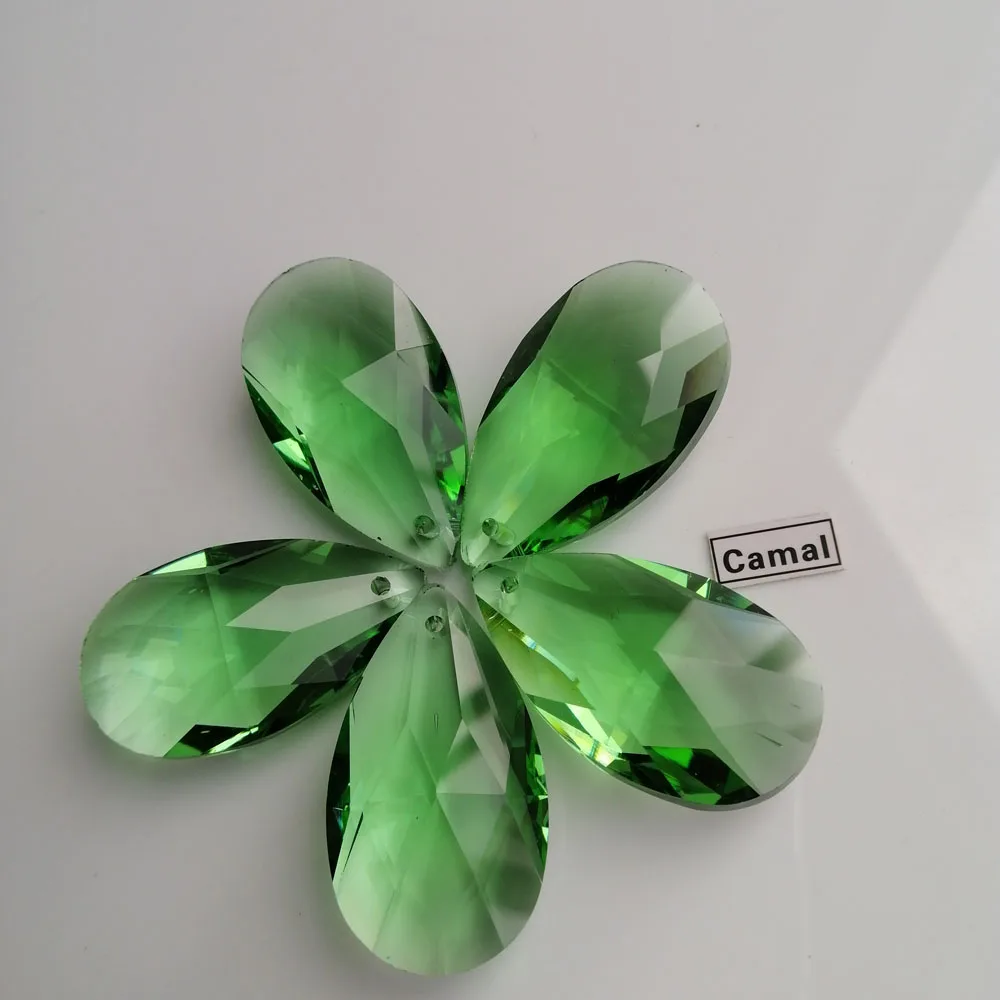 Camal 5PCS 38mm Apple Green Mesh Shape Drop Crystal Pendant Prisms Beads Hanging For Chandelier Lighting Lamp Part Wedding Decor