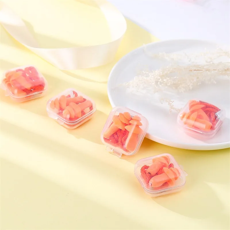 1 Box Corded Ear Plug Protector Anti Lost Reusable Hearing Protection Noise Reduction Safe Swimming Work Earplugs With Rope