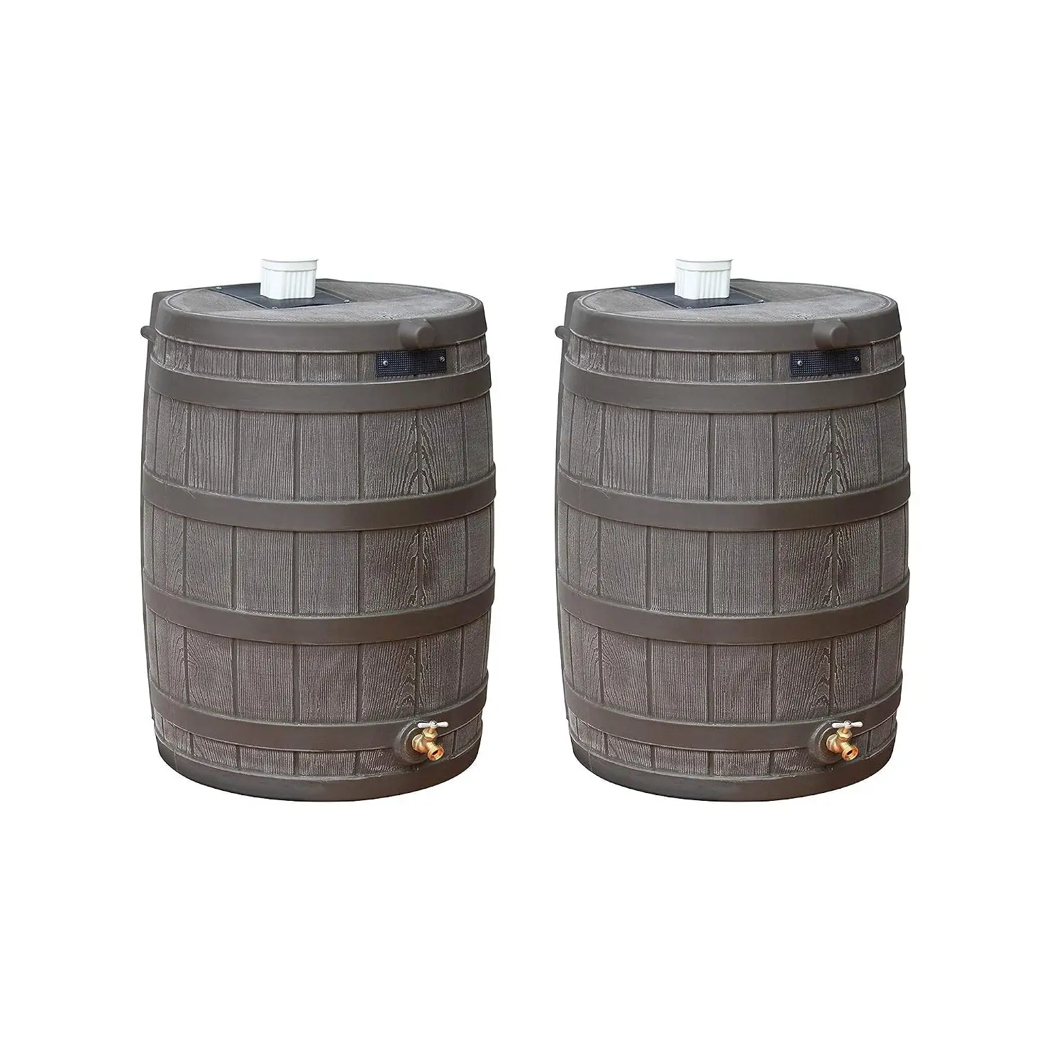 Rain Wizard Water Collection Barrel, 50 Gallon, Oak, 2 Pack