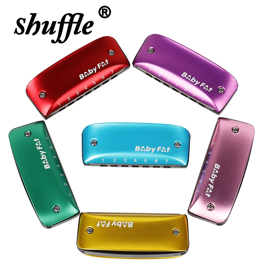 7-hole Harmonica A F Bb C D G Key Blues Harmonica Aluminium-Magnesium Alloy Portable Wind Musical Instruments with Neck Strap