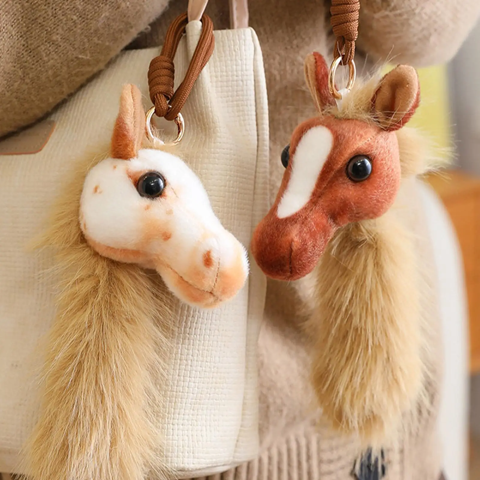 Horse Keychain Cute Horse Head Keyring Plush Keychain For Women Men Kids Purse Wallet Backpack Decoration Home School