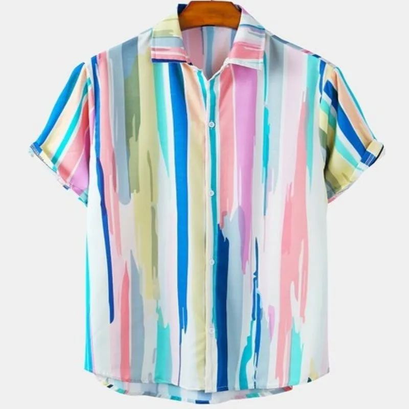 Chemise rétro à rayures pour hommes, vêtements vintage originaux, décontractés et à la mode, imprimé floral, idoles sociales, flamengo, tendance