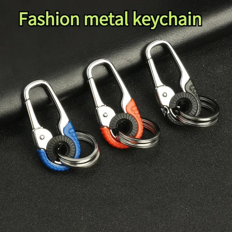 Men's Keychain Hook Stainless Steel Buckle Outdoor Carabiner Climbing Tool Double Ring Car Fishing Key Ring Car Accessorie Amagi