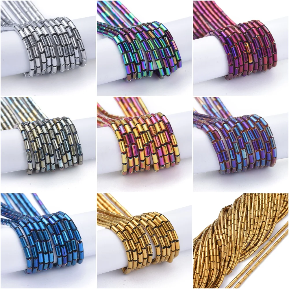 Pandahall 4-5mm Electroplate Glass Beads Plated Column Beads for Bracelet Necklace Earring Jewelry Making DIY Accessories 10Pack