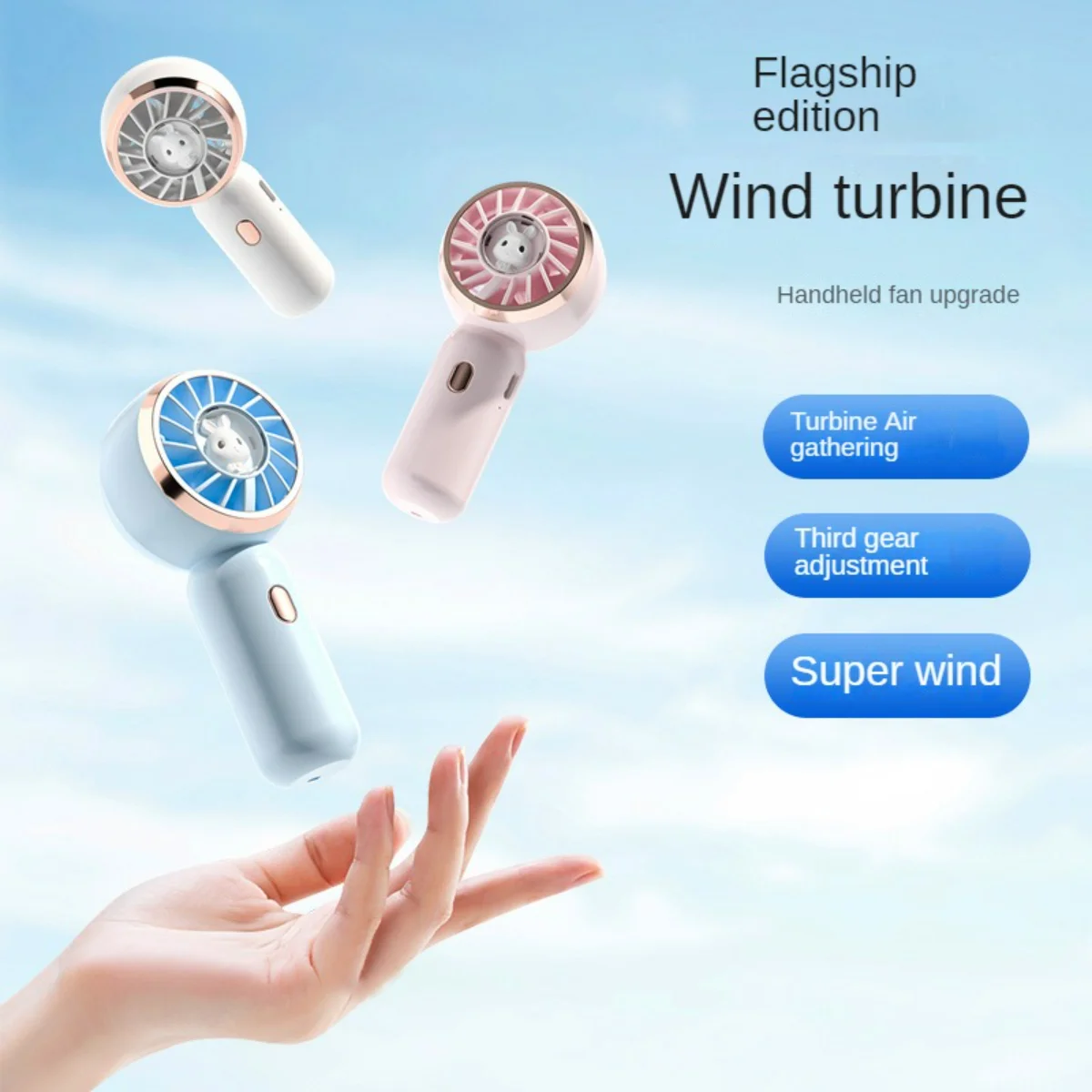 Portable Mini Cute Fan Hand-held Quiet Small USB 500 Mah Rechargeable Neck Fan for Student Dormitory Office Outdoor Hand Fan