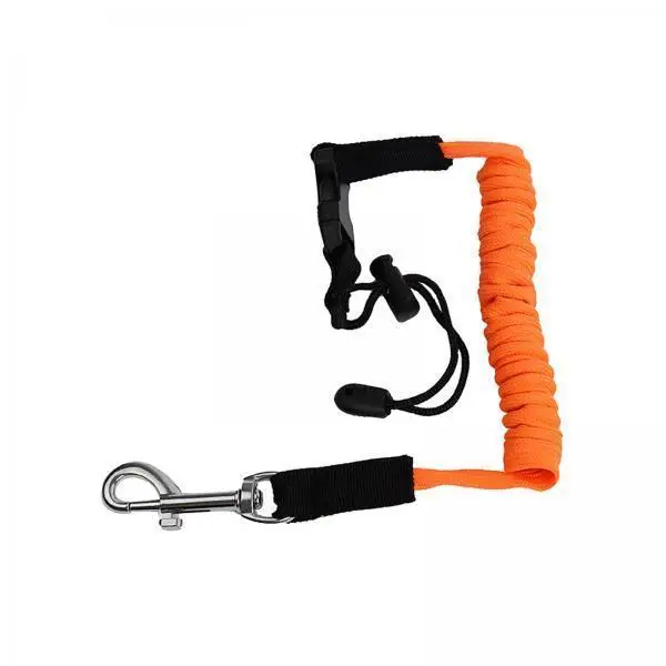 Kayak Paddle Leash Holder Lanyard Bright Orange Elastic Safety Rope with Metal Snap Hook for Boat Paddle Board Accessories