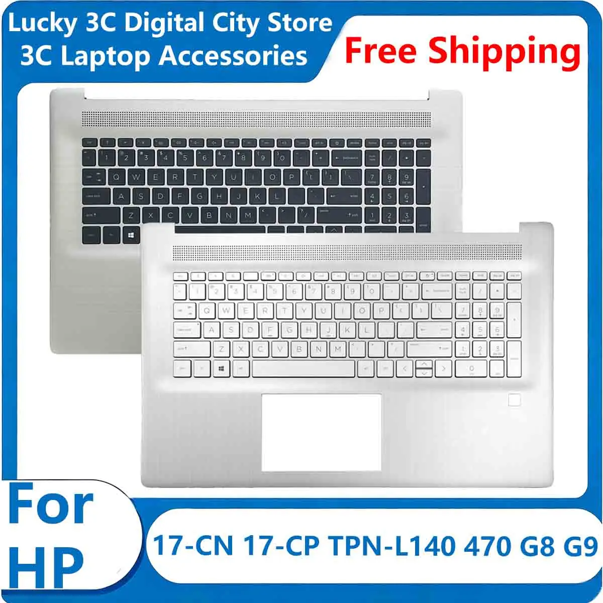 New For HP 470 G8 17-CN CP 17S-CU TPN-L140 Replace Laptop Palmrest Upper US Keyboard with Backlit Fingerprint Hole M50458-001