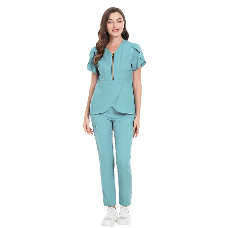 

Women Wear Stylish Scrub Sets Fashion Medical Suits Hospital Uniform Tops Pant Beauty Salon Dental Clinic Workwear Clothes Set