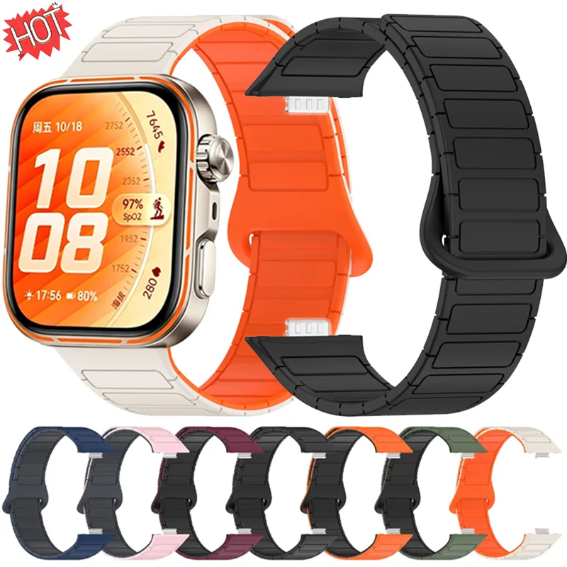 Zweifarbiges Silikonarmband für Huawei Watch Fit 5 5 Pro Magnetisches Komfortables Sport-Armband Huawei Watch Fit 4 3 Fit 4 Pro Correa