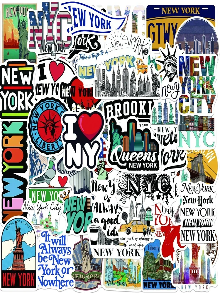 AliExpress 10/50pcs Cute New York City Landscape Stickers Aesthetic Decals DIY Travel Luggage BIke Phone