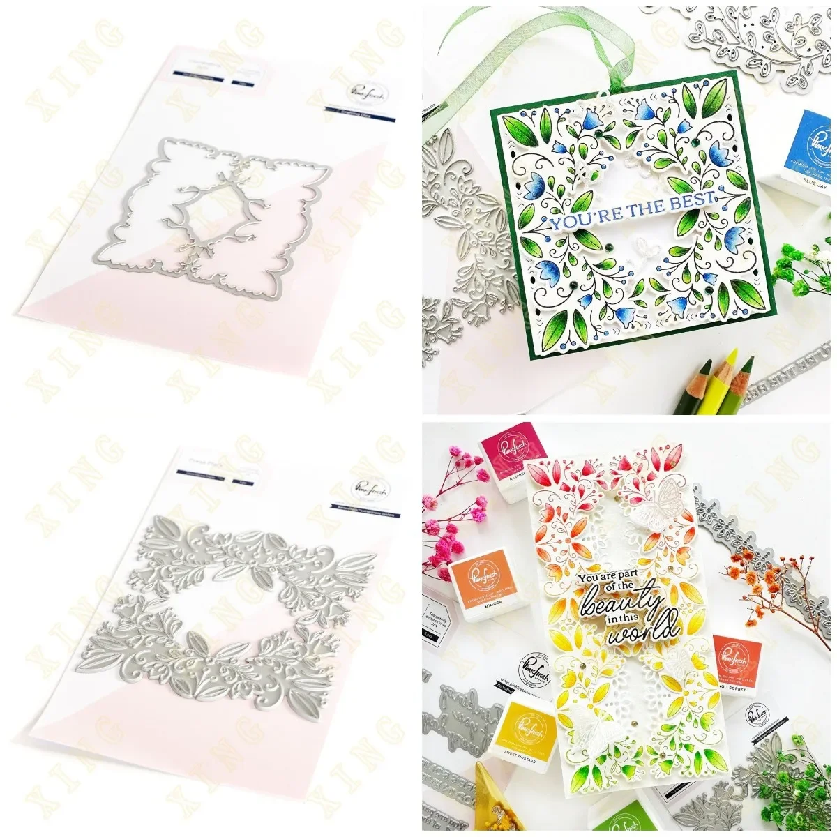 

Metal Cutting Dies Hot Foil Floral Square Frame Scrapbook Diary Decoration Embossing Stencil Template DIY Greeting Card Handmade