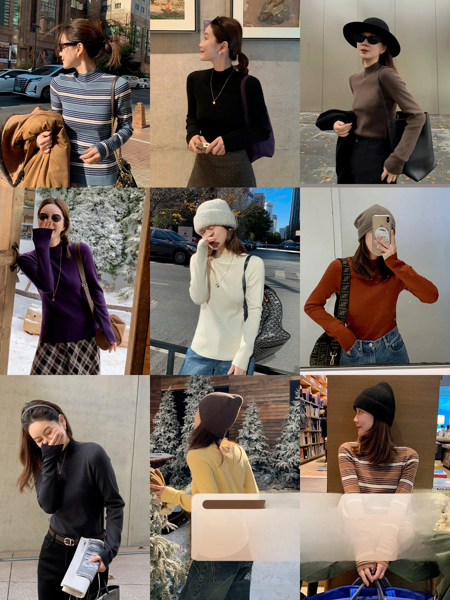 

Lebelin Sisy Women's 3D Knitted Long Sve f High Collar Slim Fit Top Versatile Commute Sle Korean Faion Autumn Winte...