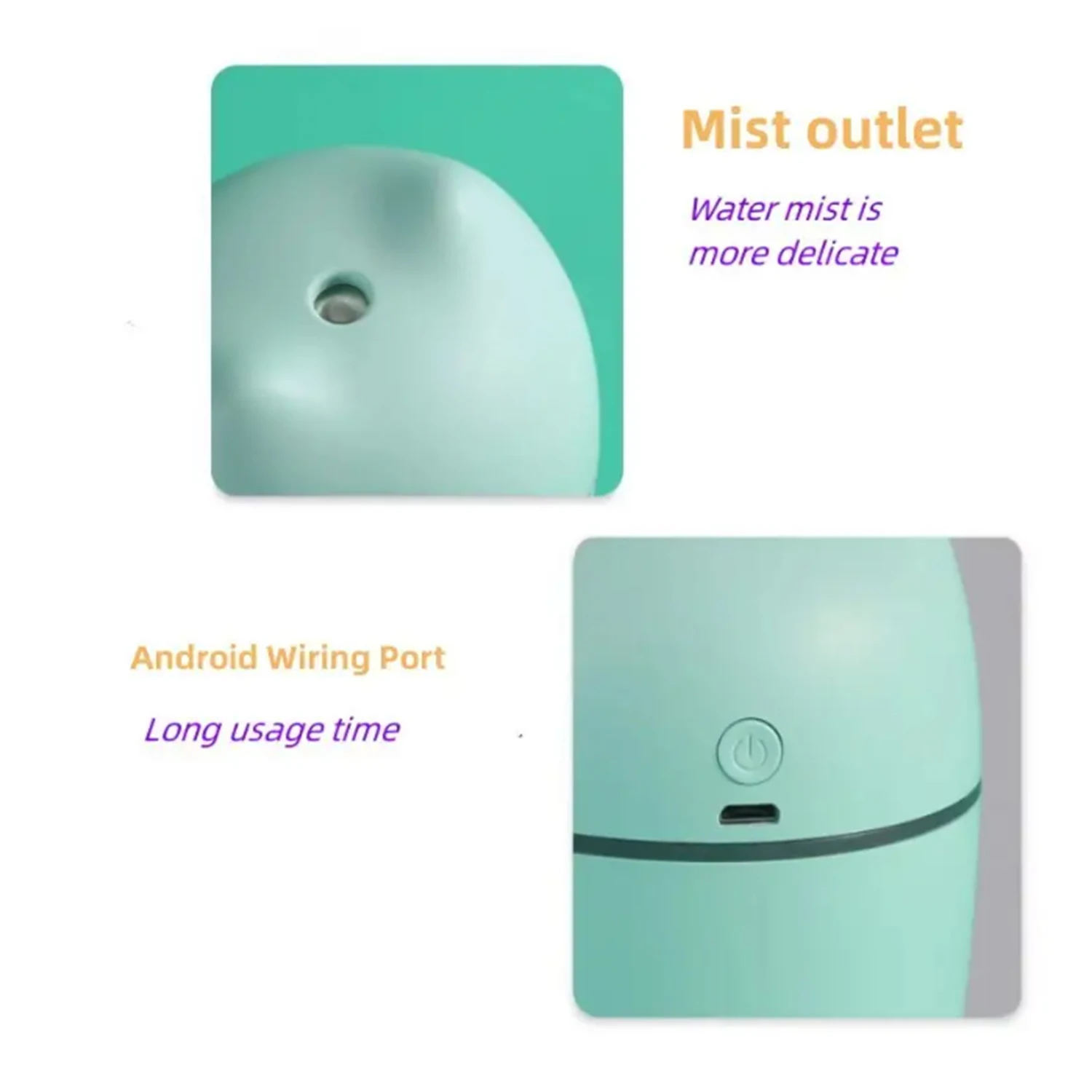 موزع رذاذ صغير الحجم بتصميم أذن القطة سعة 260 مل، وضعين للرش مع 7 ألوان متغيرة للضوء لمكتب السيارة