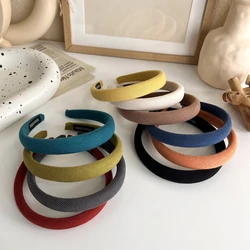 Retro Solid Color Sponge Headband For Women Girls Temperament Hairband Simple Sweet Hair Hoop Fashion Versatile Hair Accessories