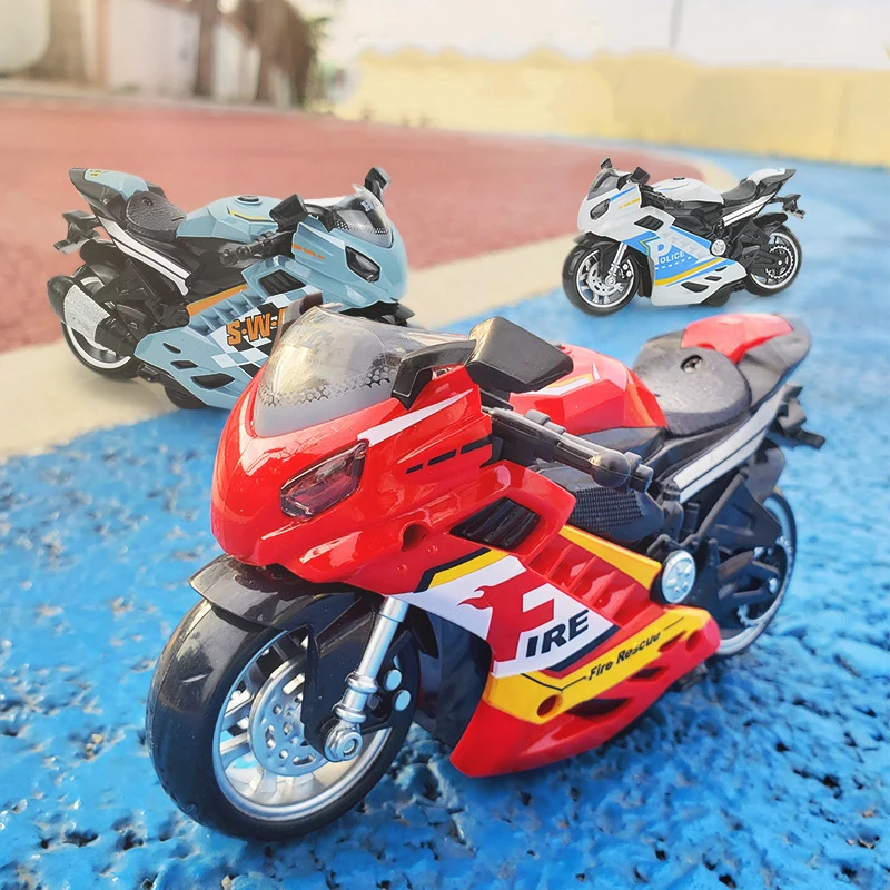 Luci Effetto musicale Simulazione Moto Giocattoli Ragazzi Flash Iron Ride Polizia Modello di moto Tirare indietro Inerzia Auto Regalo per bambini