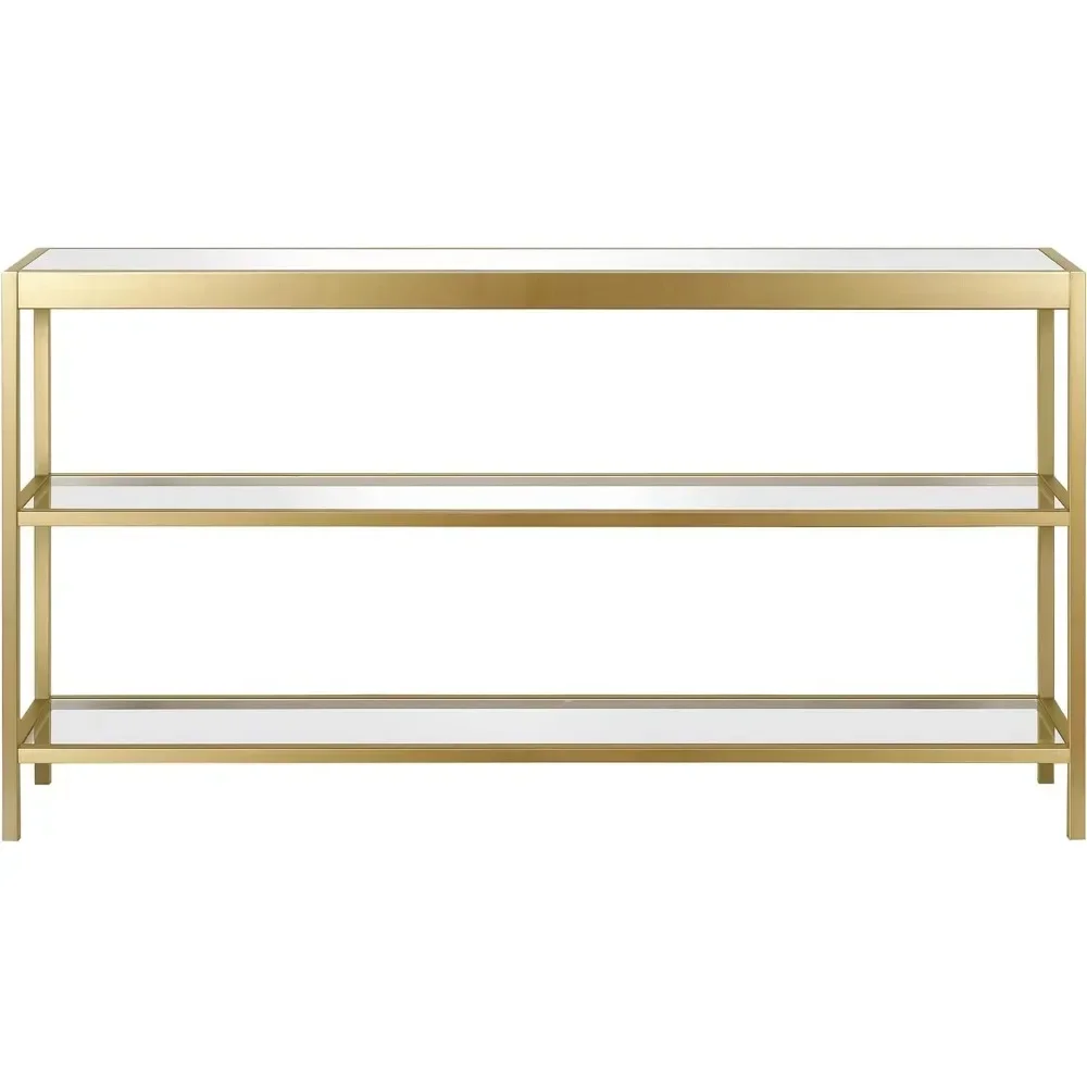 55" Wide Rectangular Console Table in Brass, Entryway Table, Accent Table for Living Room, Hallway