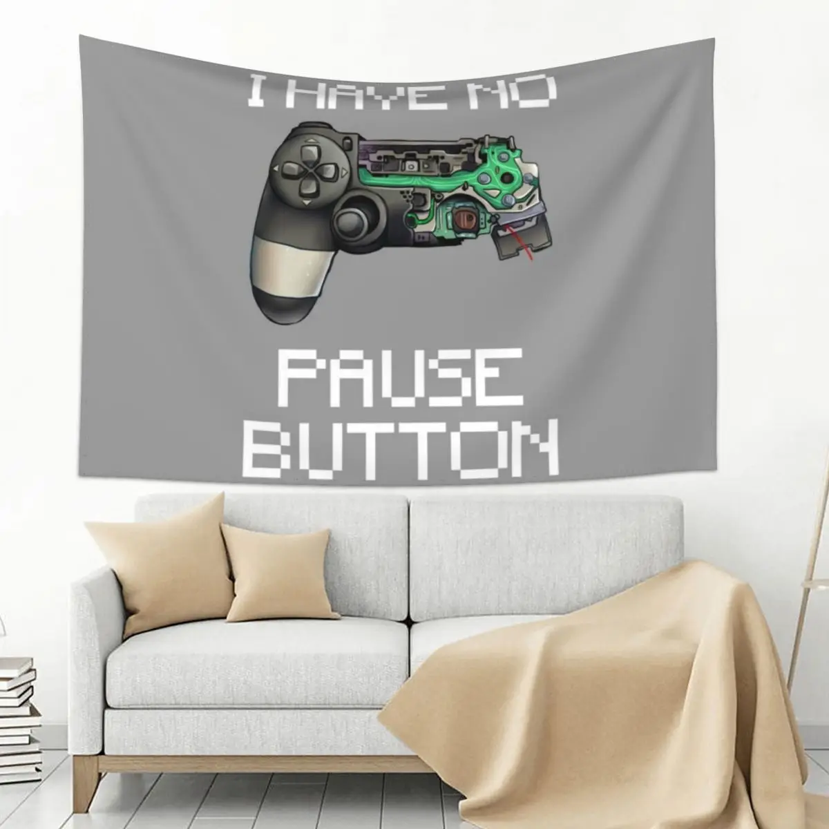 

I have no Pause button Gamer Controller Tapestry Wall Hangings Decoration Bedroom Decorations Living Room Decoration Tapestry